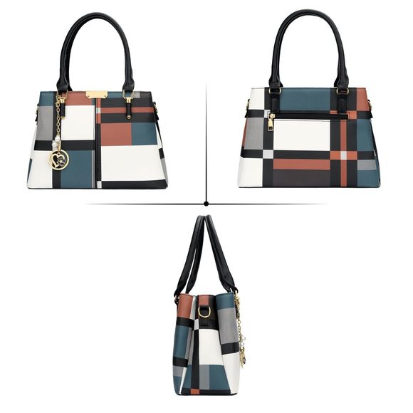 Striped Pattern Multi-Pocket Handbag Bags